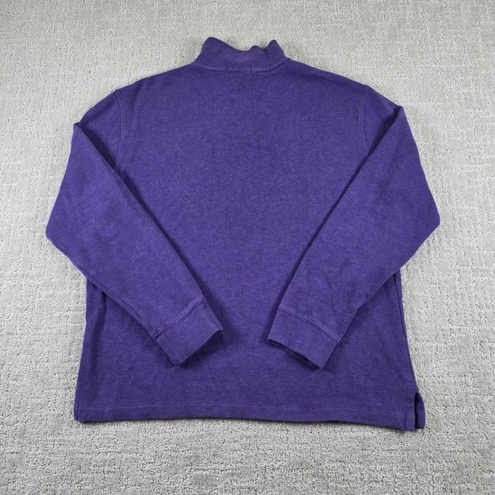 Polo Ralph Lauren Mens Medium Purple 1/4 Zip Cotton Knit Pullover Sweater Pony